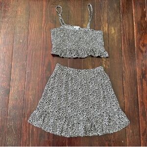American Eagle Boho Animal Print Cropped Tank and Mini Skirt Set